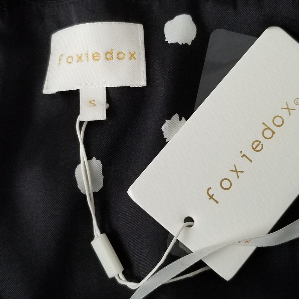 Foxiedox Black/White Chiffon A-Line Midi Dress NWT - Picture 8 of 8